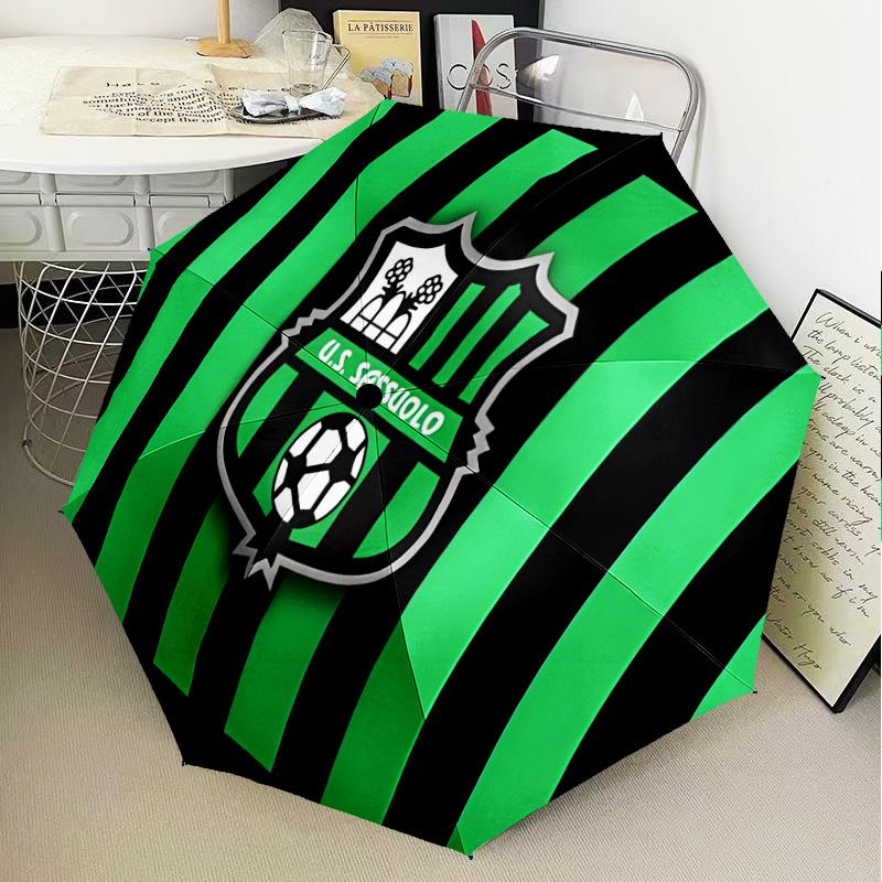 Sassuolo Football Crest Design Automatic Folding Umbrella - 8-Rib Travel Umbrella with Auto Open/Close & Portable Gifts for holidays or birthdays
