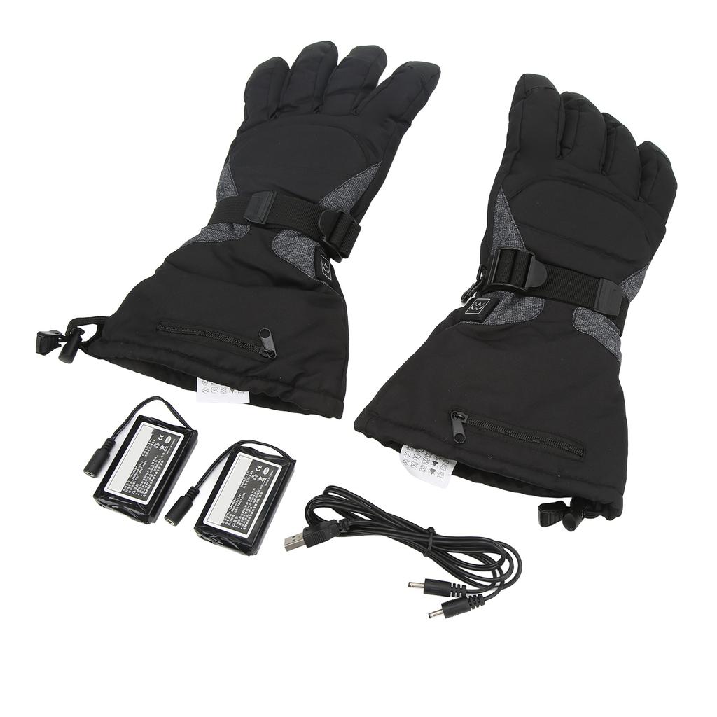 Heated Gloves for Men Women Rechargeable Finger Touch Screen 3 Heating Modes 100‑240V Black for Winter Outdoor EU Plug
