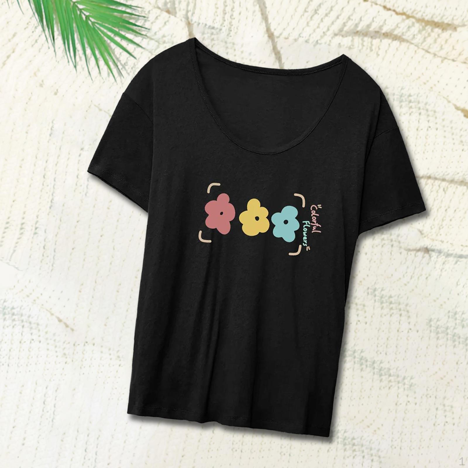 

Модная женская футболка с цветочным принтом, футболка с круглым вырезом и коротким рукавом для уличных покупок