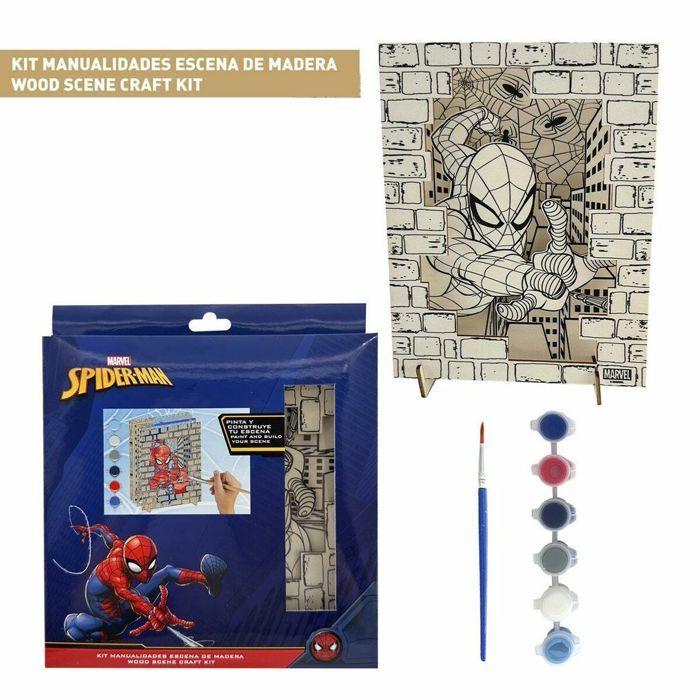 Ensemble pour activités manuelles - SPIDER-MAN - Multicouleur - Inclus pinceau et peintures - 21x21x2 cm