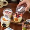 50pcs Round Pudding Cups, Disposable Party Cups with Lids and Spoons, Transparent Mousse Cake Boxes, Yogurt Cups Packaging Box