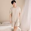 Sommer MODAL BAUMWOLLE Herren Pyjama Gestricktes Pyjama-Set Nachtwäsche Große Jungen Schlafanzug Pyjamas Nachtanzüge Pijamas Farbblock Homewear
