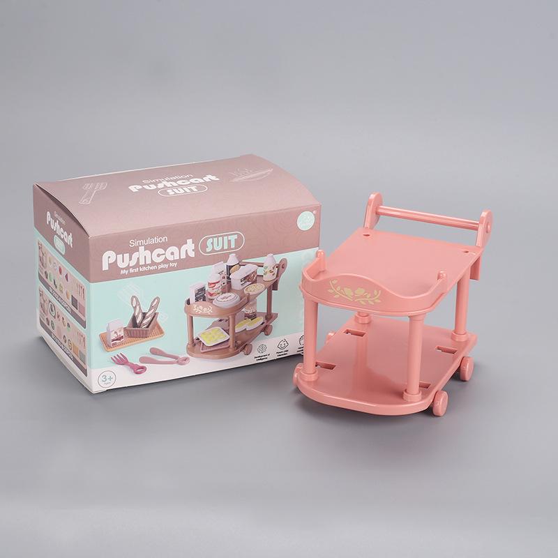 Child s Mini Dining Cart and Kitchen Playset - Role-Playing Dollhouse Toy