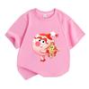 Kids Boys Girls Crew Neck Short Sleeve 100% Cotton T-Shirt Cute Cartoon Pink Pig Character Print Casual Soft Breathable Tees for Toddlers