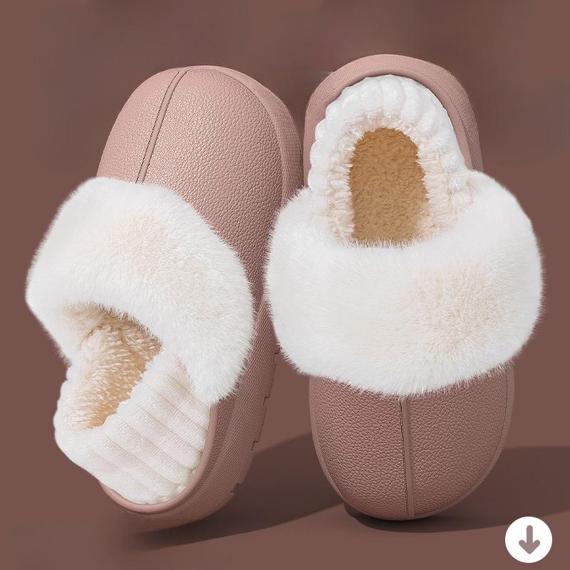 Waterproof Slippers, Anti-slip, Warm, Thick-soled Bags with Heels, and Fluffy Cotton Shoes for Outerwear