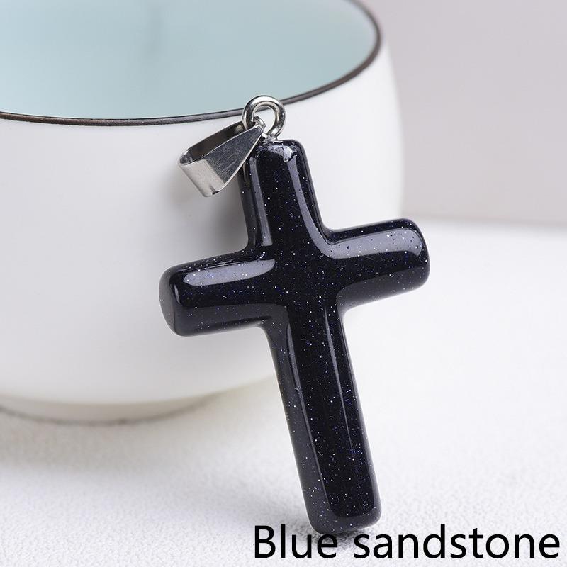 Creative Lapis Lazuli Cross Pendant For Women