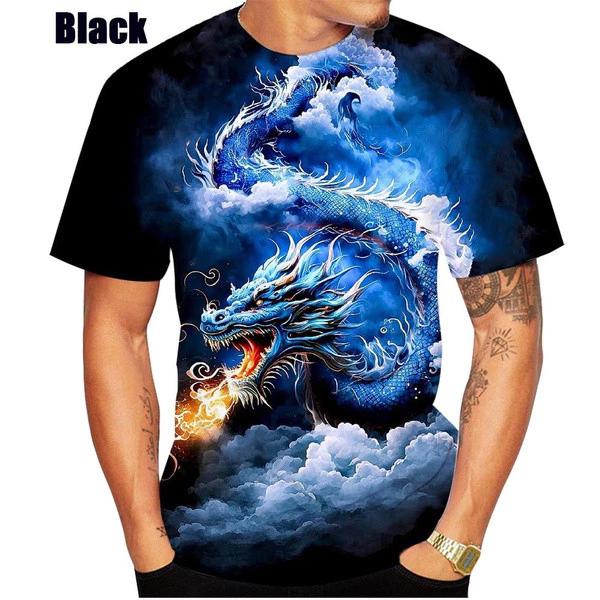 Dragon Muay Thai T-Shirt Kick Boxing 3D Print Vintage Training Quick Dry Men Women Unisex Short Sleeve Round Neck MMA Mix Martial Art