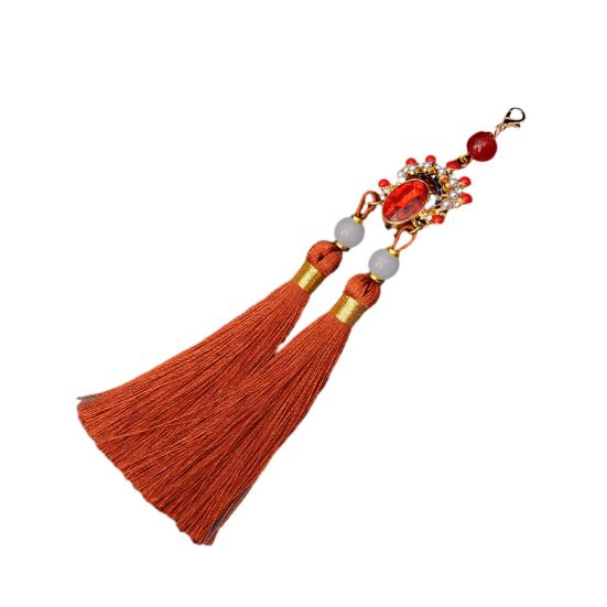 Tassel Pendant Facial Makeup Opera Car Decoration Hanging Accessories with Imitation Pearls Decor Hanfu Decoration