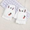 Winter Plush Warm Flip Gloves With Exposed , Knitted For Students To Write And Keep Warm
