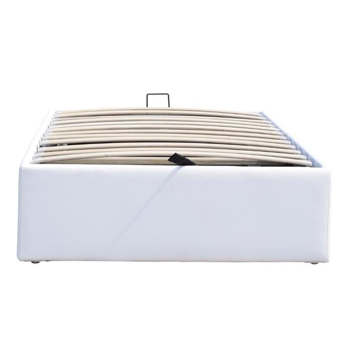 Lit Coffre - Manon - 90x190 cm - 12 Lattes - Blanc - Design Contemporain