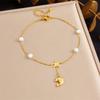 Layered Charm Anklet With Rhinestone Cherry Starfish Flower Moon And Star Pendants For Women