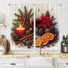 2pcs Christmas Window Curtains - Heavyweight Matte Polyester Blackout Curtains with Red   Green   Golden Holiday Decor - Machine