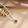 Design Full Diamond Camellia Necklace Women'S Light Luxury Versatile Style Pearl Chain Accessories