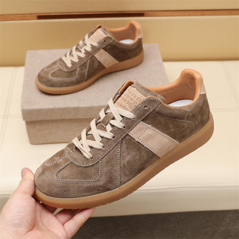 Spot 25 high version cowhide retro German training shoes men's and women's white shoes genuine leather soft leather couple Forrest Gump training b