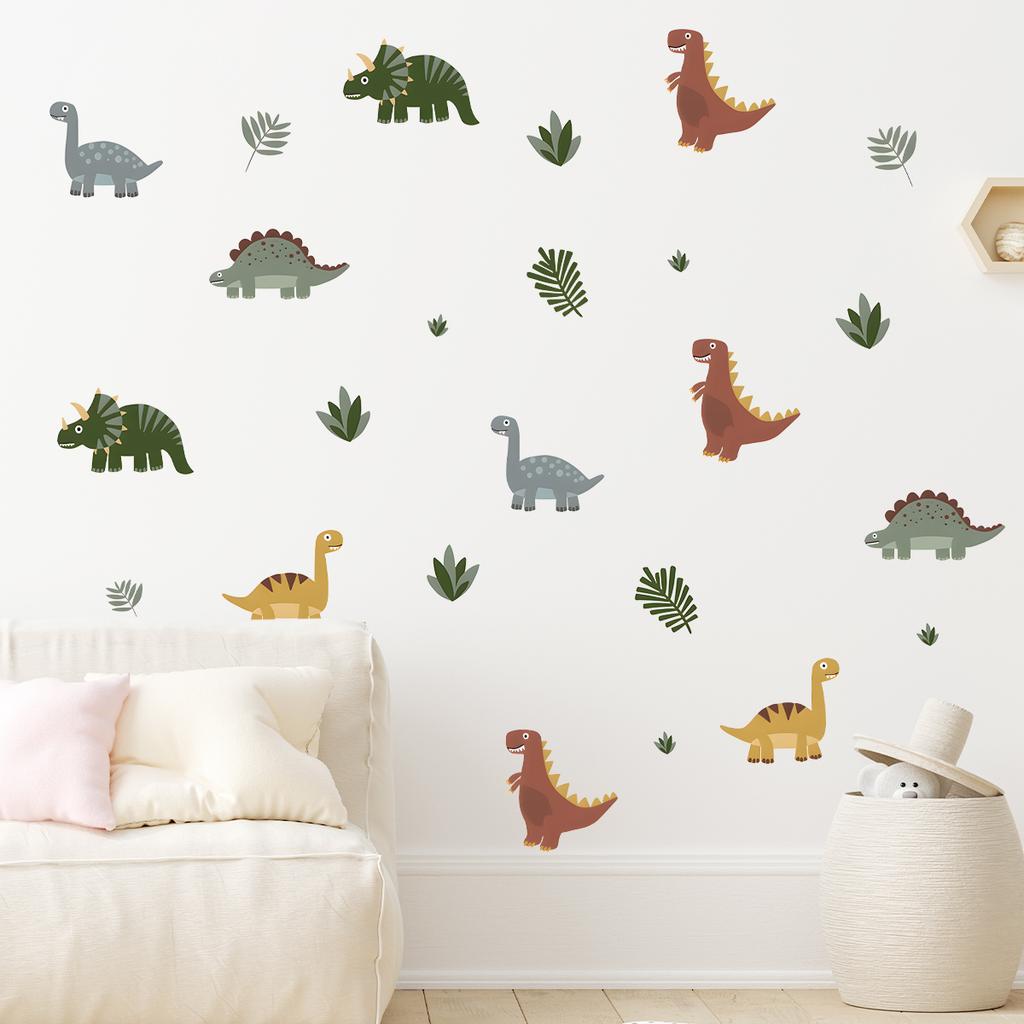 Cartoon Animal Cute Dinosaur Wall Stickers Removable for Kids Room Decoration Background Living Room Baby Nursery Wall Decals