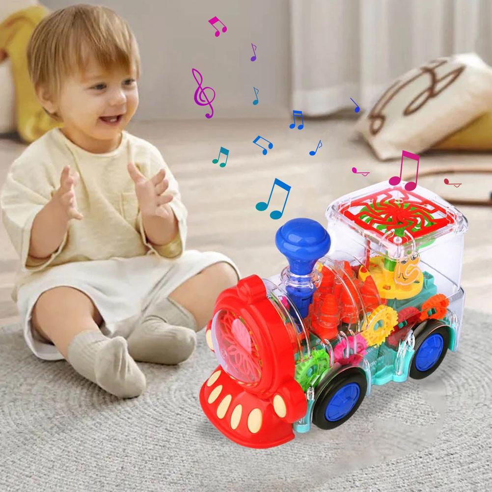 Set de tren electric Tren de viteză electric transparent cu muzică jucărie rotativă ușoară Copii s