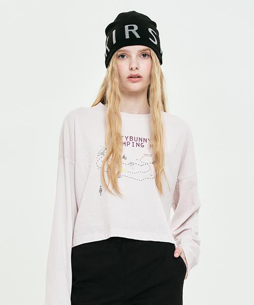 Kirsh Witty Bunny Camping Graphic Crop T-Shirt [Light Lavender] Light Lavender/1