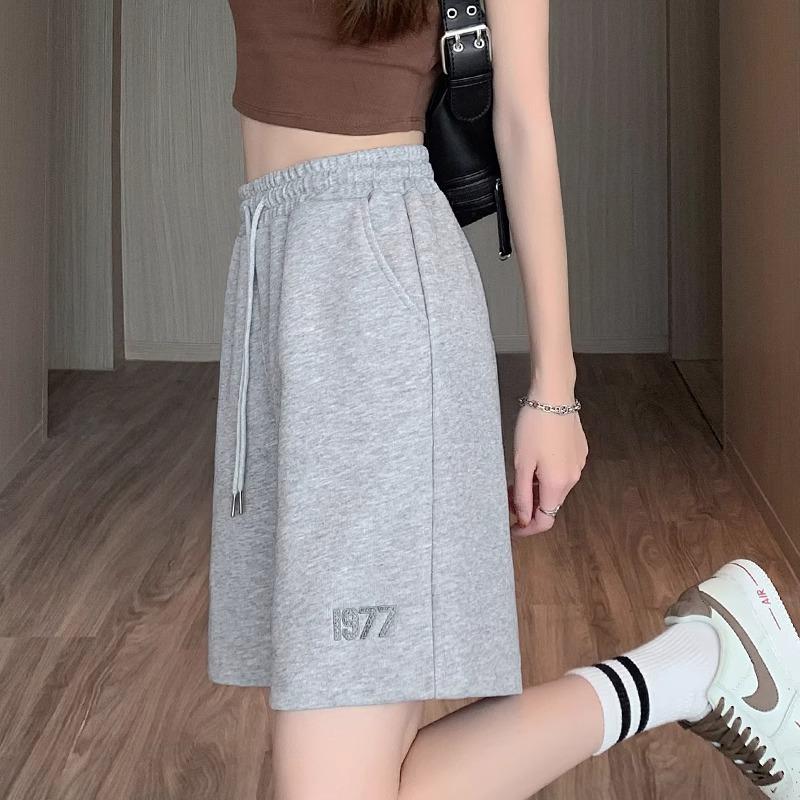 Hong Kong Vintage Chic Outside Wear Sports Shorts Pants Women's Summer Loose Thin Casual Pants High Waist Five Point Pants