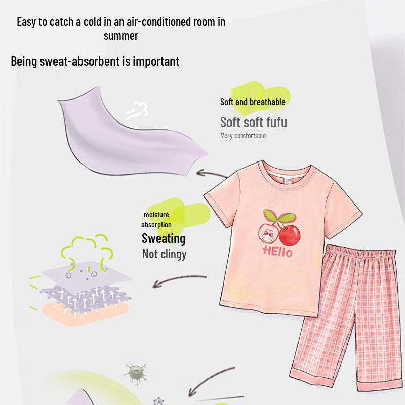 Hodo Girls' Summer Pure Cotton Homewear Set