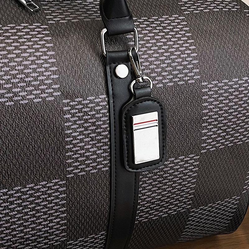 Checkered Leather Water-Resistant Crossbody Travel & Gym Bag Pillow Bag