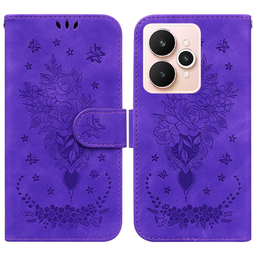 For Realme 15 Pro 5G/15 5G Case Butterfly Flower Imprint PU Leather Wallet Phone Cover with Strap