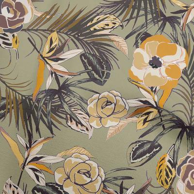 Βαμβακερό Ελαστικό Μουσταρδί Πράσινο Ύφασμα Φλοράλ Είδη Κουιλτ Εκτύπωση Ραπτικό Ύφασμα με το Μέτρο 40 ίντσες