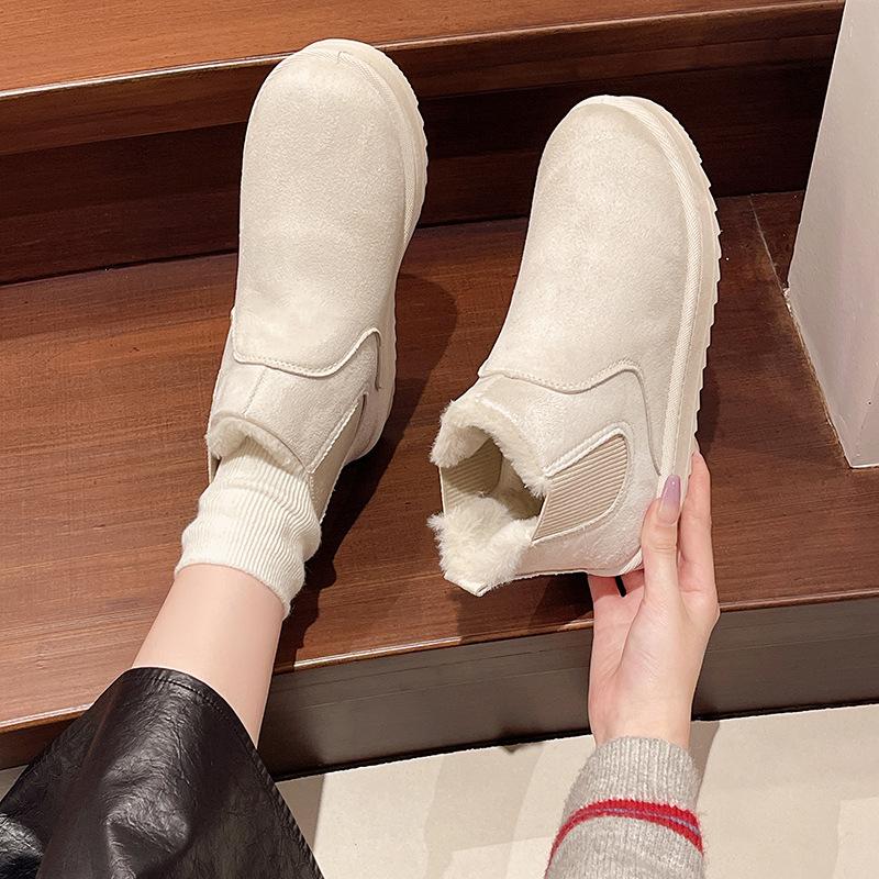 

Зимние женские и мужские ботинки больших размеров с флисовой подкладкой, мужские теплые нескользящие ботинки с высоким голенищем 44 слоновая кость