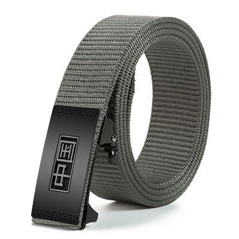 Men'S Toothless Automatic Buckle Woven Canvas Belt Belt Casual Nylon Tactical Pants Belt Military Training Outdoor Belt