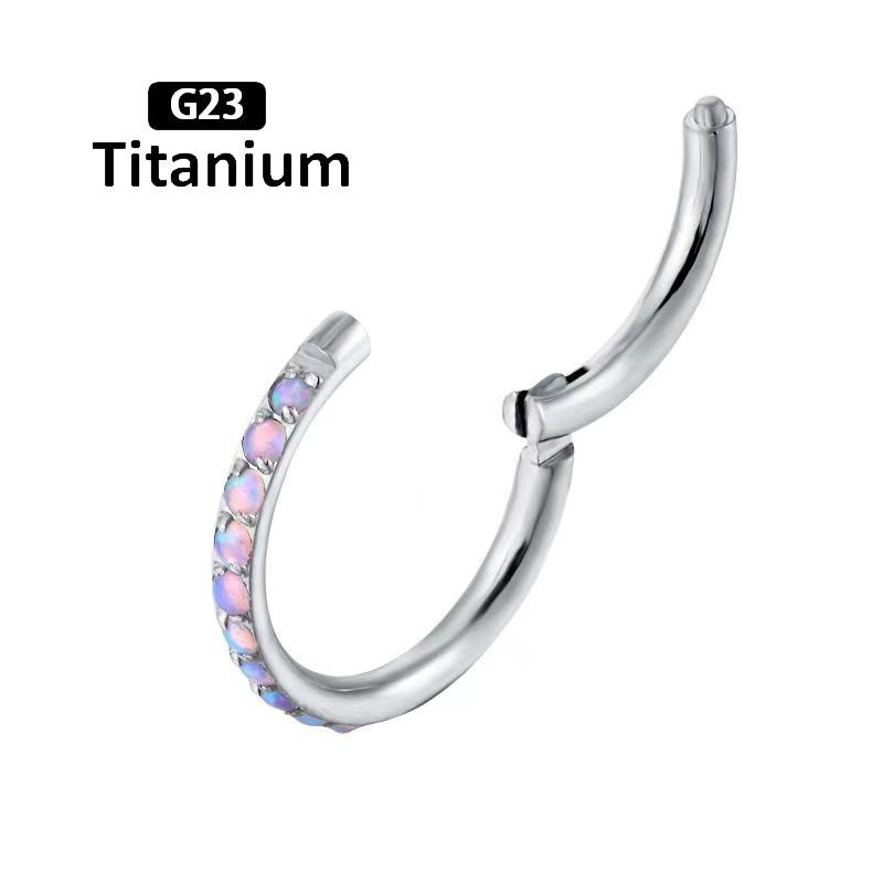 G23 Titan Opal Stein Hohe Segmentringe Offen Kleine Nasen Septum Clicker Ohrringe Tragus Helix Piercing Körperschmuck Ring Stecker