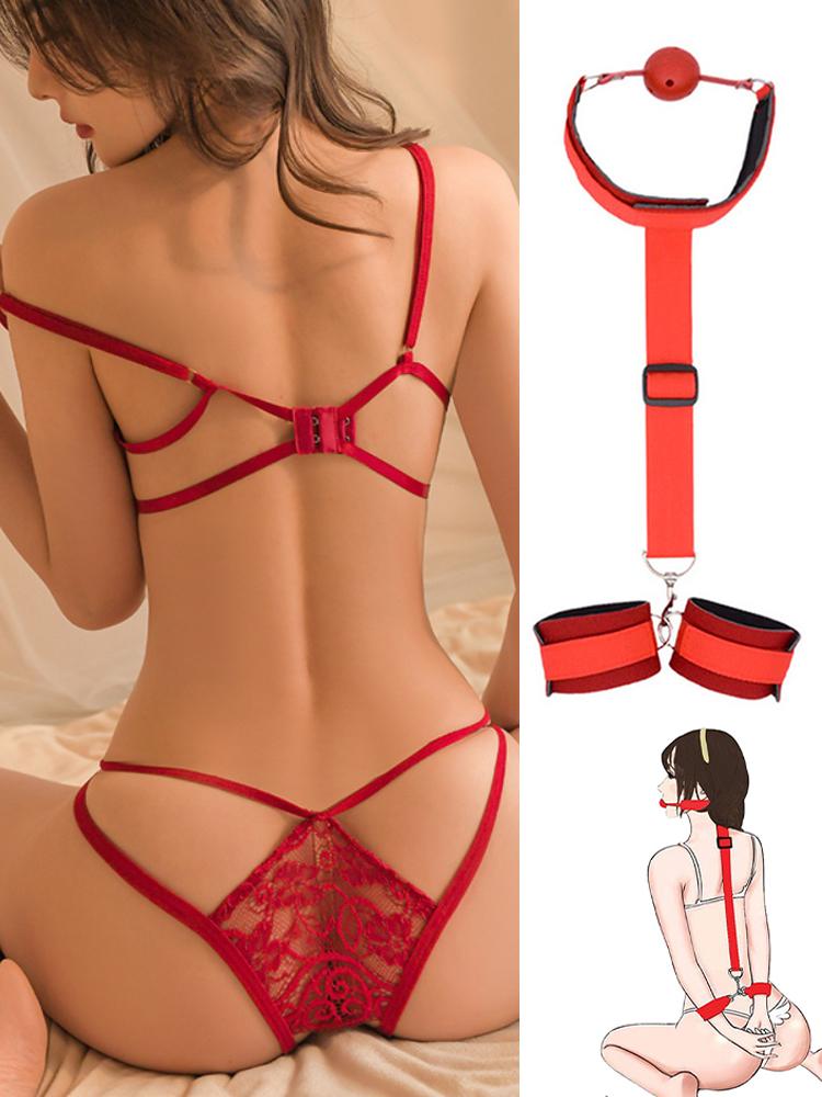 Naughty Red Lingerie Lace Hollow Bodysuit For Women Erotic Backless Sleepdress Teddies Babydoll Underwear Crotchless Open Bra