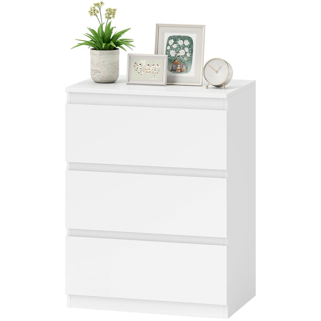 Chest of Drawers with 3 Drawers, for Living Room, Bedroom, Hallway, Particleboard, White