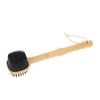Bath Brush Double Sided Silicone Bristle Shower Brush Bamboo Wood Long Handle Back Scrubber Brush wi