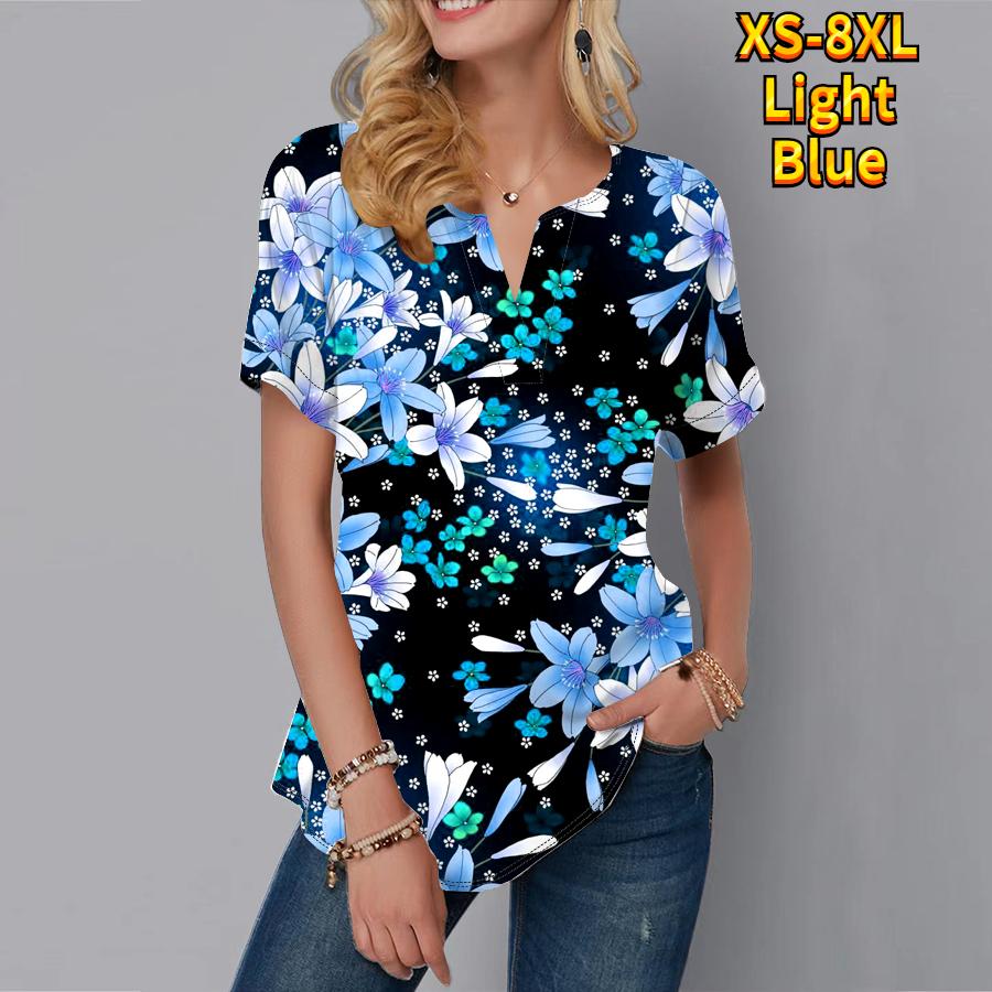 Женская летняя футболка с розовым цветочным принтом — фото 8