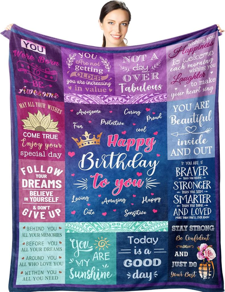 Wisegem Cozy Throw Blanket  Perfect Birthday Gift for Sisters Women  Unique Funny Happy Birthday Present  X