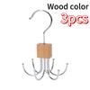 1/2/3pcs 360° Rotating Storage Hanger Hook Multi-Claw Bag Metal Belts Rack Multifunctional Hook Wooden Organizer For Bras Ties