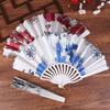 Retro Flower Printed Folding Fan Classical Dancing Fan Women Cheongsam Fan Portable Hand Held Fan Wedding Fan Decor Gifts