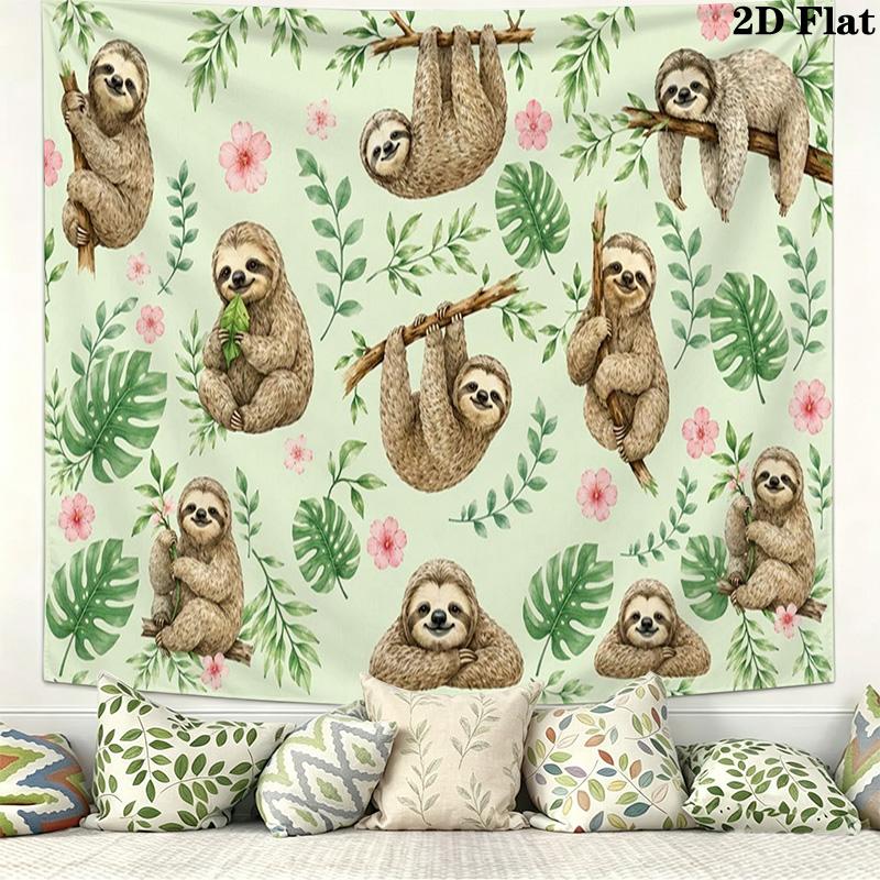 Sloths Wall Tapestry Aesthetic Wall Hanging Printed Fabric Blanket Decorative Tapestries for Bedroom Living Room Home Decor