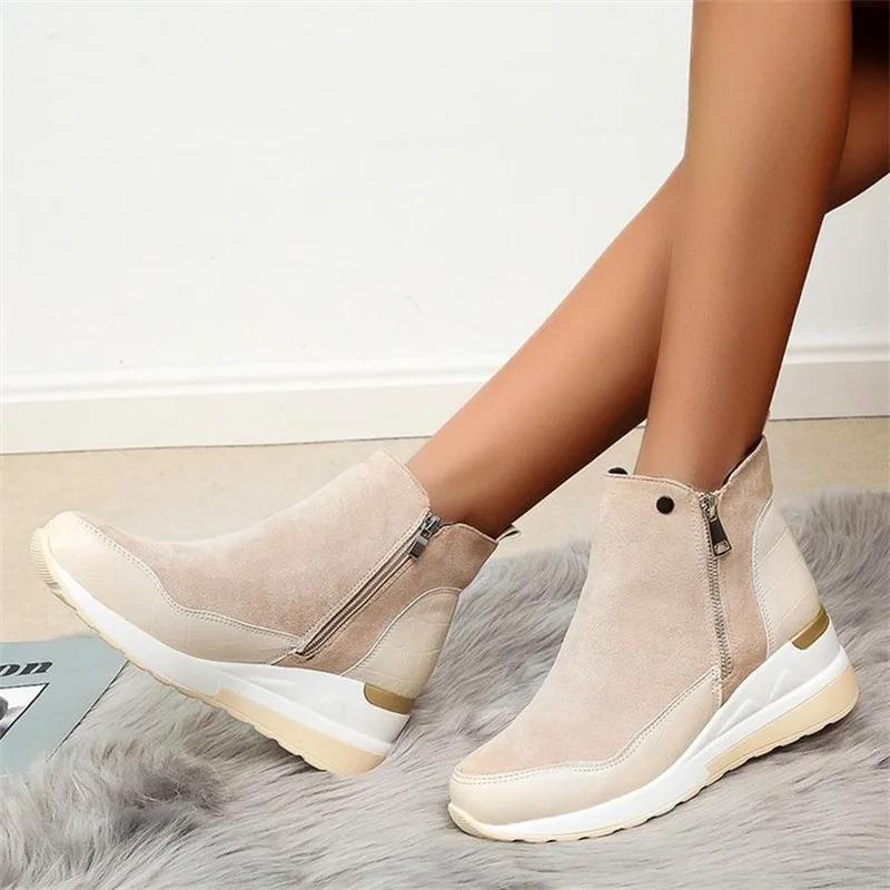 Fashion Winter Ladies Shoes New Arrival  Warm Womens Boots Platform Snow Ankle Boots for Girls Wedge Heels for Women