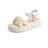 Platform beach sandals women's popular new pearl muffin shoes this year, small fragrant style with skirt sandals women's outer wear