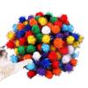 100PCS Sparkly Glitter Tinsel Pompom Balls Small Pompom Ball Cat Toys 1.5cm DIY Pompones Craft Handmade Decoration Supplies