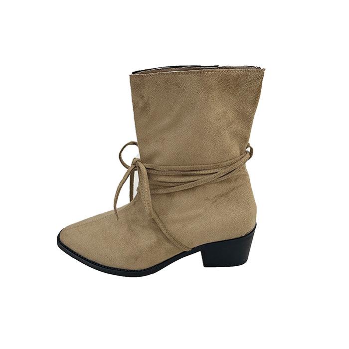 Retro strap bow fashion boots women's 2025 new comfortable and versatile western cowboy boots