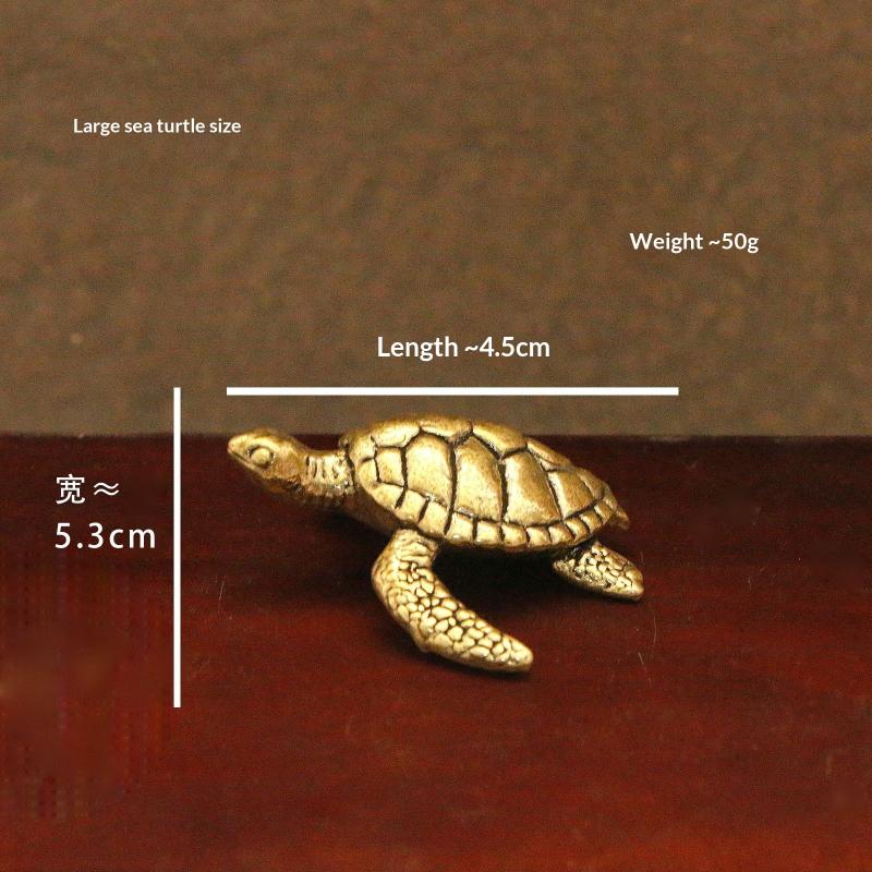 Solid Brass Sea Turtle Figurine Vintage Statue Ornament Tabletop Home Decor Craft Gift