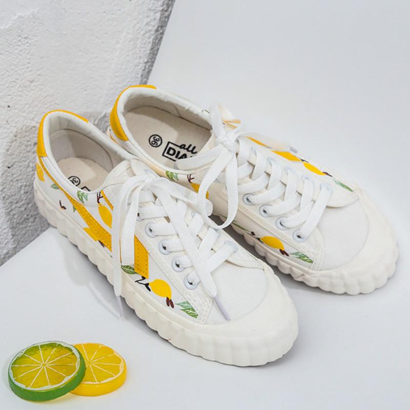lemon canvas shoes