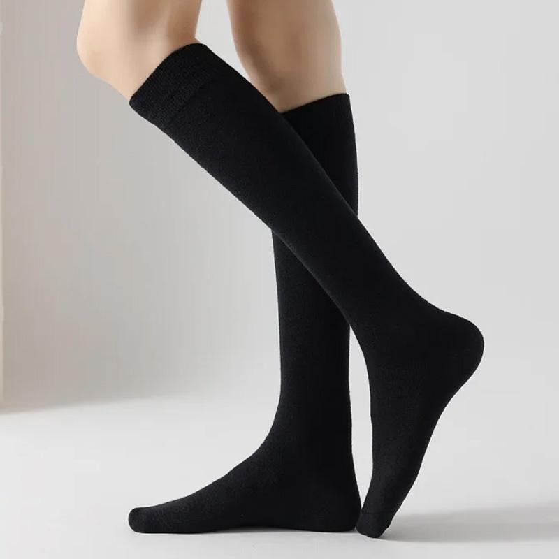 1 Pair Loose Socks Solid Color Women Retro Tube Socks Japanese Style Long Socks Autumn Winter