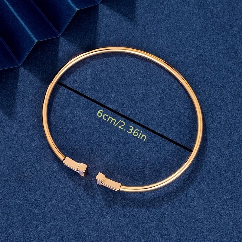 Women's Electroplated Double T Bracelet with CZ Diamonds Flexible Bracelet Delicate Gold Cuff Bracelet