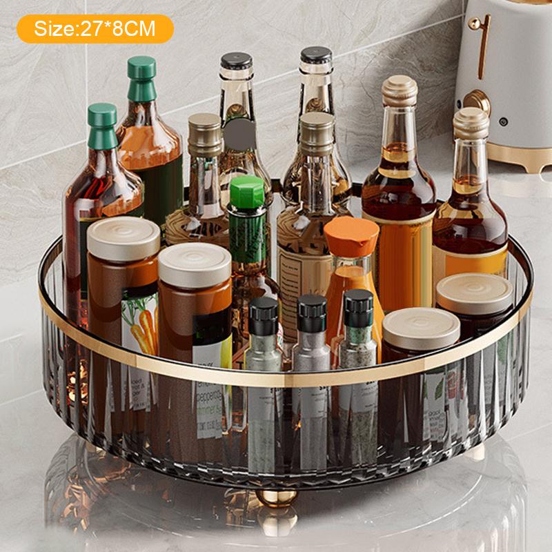 Rotating Perfume Organizer For Dresser Light Luxury Skincare Cosmetic Organizer Pet Bathroom Storage Tray серый