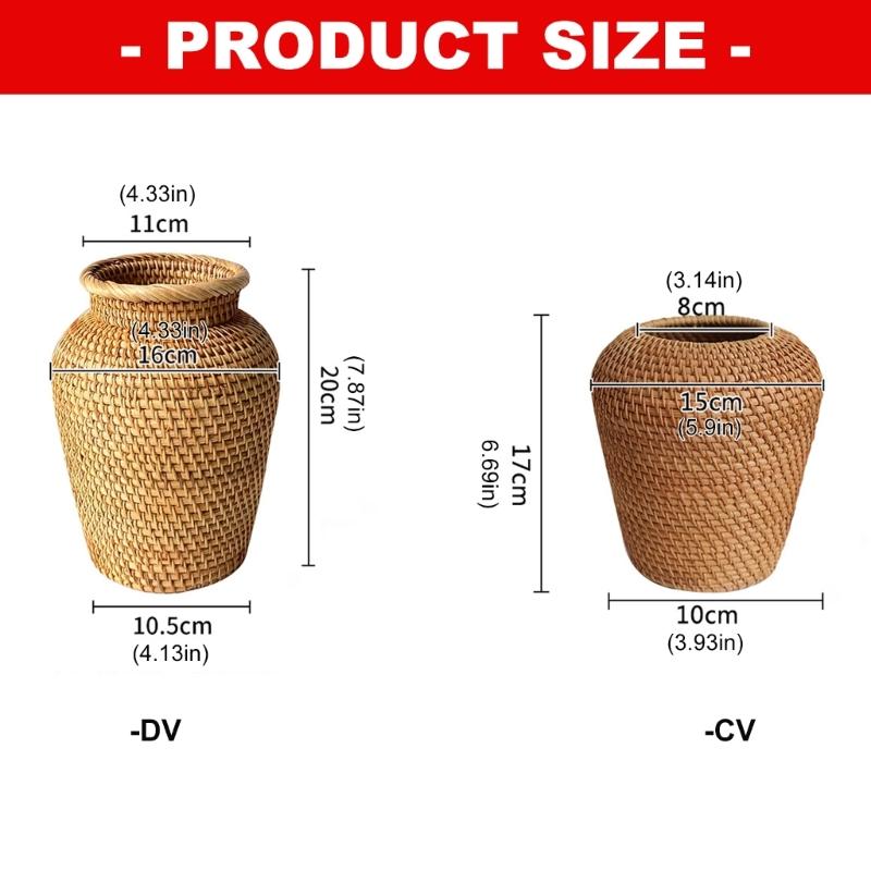 Rattan Vases Country Rustics Styles Handmade Woven Plant Flower Vases Basket for Home Decors Decorative Vases Centerpieces