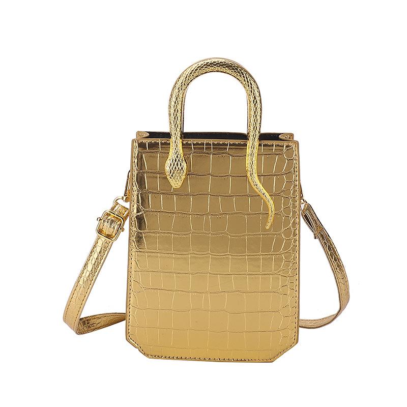 Internet Celebrity Bag New 2025 Korean Version Stone Pattern Personalized Handbag Ins Women Glossy Messenger Tote Bag Pu