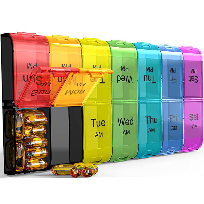 Portable Weekly Pill Organizer - Seven Day Medicine Dispenser Box