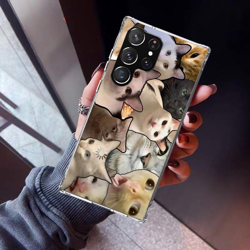 Crying Cat Memes Phone Case For Samsung Galaxy S26 S25 Edge S24 S23 Ultra S22 Plus S21 S20 FE Soft TPU Back Cover Funda Galaxy S